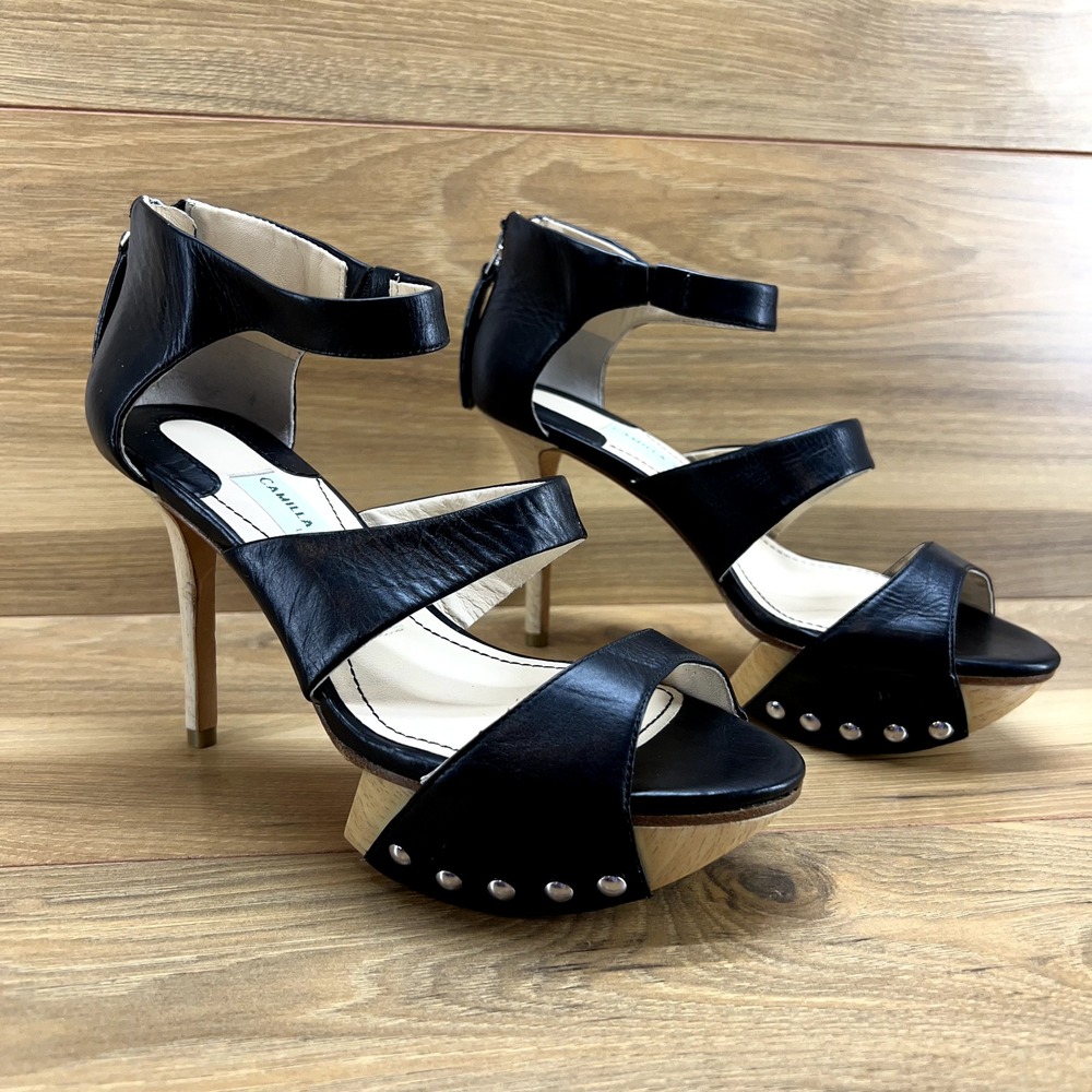 Camilla Skovgaard London Womens Heels 6 EU 36 Black Leather Platform Cage Zip